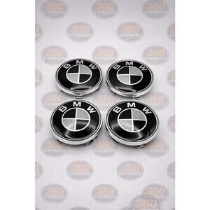 BMW 68mm Carbon Fiber Style Center Caps Black Wheel Hub Caps Set of 4